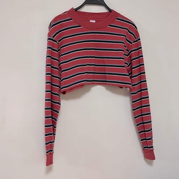 TNA Ryer Longsleeve - Cropped, Red Striped, Size Small - Picture 2 of 7
